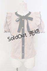 Ank Rouge / リボンタイ配色リブトップス  ピンク×クロ O-25-04-21-060-CA-TO-IG-OS