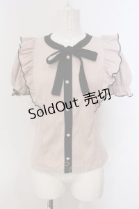 Ank Rouge / リボンタイ配色リブトップス  ピンク×クロ O-25-04-21-060-CA-TO-IG-OS