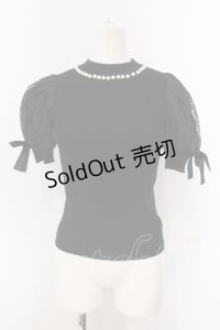 Swankiss / レースパフスリーブテレコトップス  クロ O-25-04-21-062-CA-TO-IG-OS