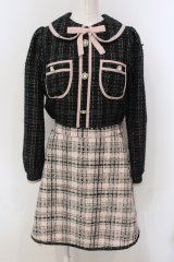 Swankiss / TS docking tweed O/P ワンピース  クロ×ピンク O-25-04-21-066-CA-OP-IG-OS