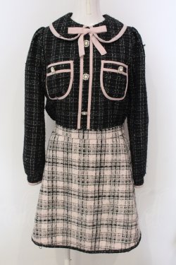 画像1: Swankiss / TS docking tweed O/P ワンピース  クロ×ピンク O-25-04-21-066-CA-OP-IG-OS