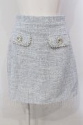 evelyn / ビジューボタンツイードスカート  サックス O-25-04-21-075-LO-SK-IG-OS