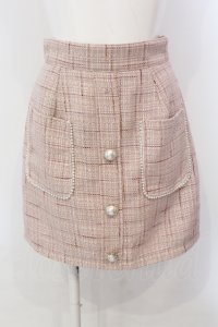 Ank Rouge / フロントボタンツイードスカート  ピンク O-25-04-21-080-CA-SK-IG-ZT304