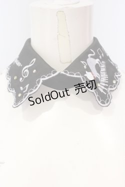 画像1: axes femme POETIQUE / ネコメロディ刺繍付け襟  クロ O-25-04-21-092-AX-ZA-IG-OS