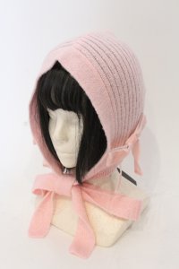 Candy Stripper / FANCY RIBBON HOOD BEANIE ビーニー  ピンク O-25-04-21-095-PU-AC-IG-OS