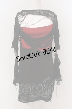 画像1: Qutie Frash / レイヤードネットカットソー【旧タグ】  レッド×ブラック O-25-04-21-011-QU-TO-IG-OS