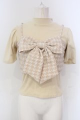 Bubbles / リボンビスチェトップス  ベージュ O-25-04-21-012-CA-TO-IG-OS