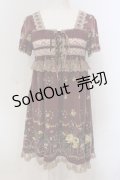 axes femme / カットソー花リース柄チュニ M アカ O-25-04-21-016-AX-OP-IG-OS