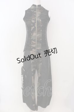 画像1: Qutie Frash / カモフラオールインワン  ブラック×カーキ系 O-25-04-21-003-QU-OP-IG-OS