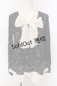 axes femme / 総パリ柄ボータイプルオーバー M クロ×アイボリー O-25-04-21-021-AX-TO-IG-OS