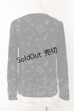 画像2: axes femme / 総パリ柄ボータイプルオーバー M クロ×アイボリー O-25-04-21-021-AX-TO-IG-OS