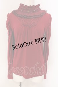 axes femme / プリーツネックインナーカットソー  アカ O-25-04-21-026-AX-TO-IG-OS