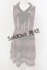 axes femme / 音符柄ノースリーブワンピース M ワイン O-25-04-21-028-AX-OP-IG-OS