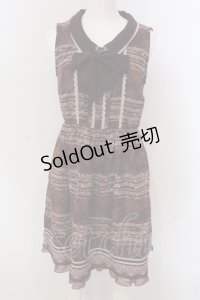 axes femme / 音符柄ノースリーブワンピース M ワイン O-25-04-21-028-AX-OP-IG-OS