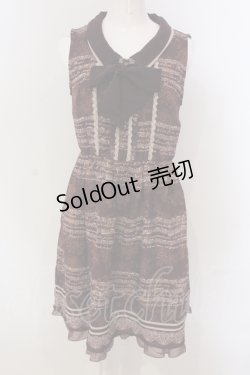 画像1: axes femme / 音符柄ノースリーブワンピース M ワイン O-25-04-21-028-AX-OP-IG-OS