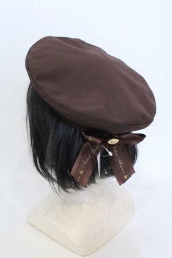 画像1: Amavel / メッセージリボンブローチ付ベレー帽  ブラウン O-25-04-22-042-CA-AC-IG-OS