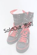 YOSUKE / スタッズハイカットスニーカー 24cm ブラック×レッド O-25-04-22-016-PU-SH-IG-OS