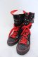 画像1: YOSUKE / スタッズハイカットスニーカー 24cm ブラック×レッド O-25-04-22-016-PU-SH-IG-OS (1)