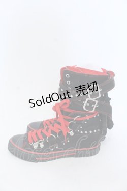 画像2: YOSUKE / スタッズハイカットスニーカー 24cm ブラック×レッド O-25-04-22-016-PU-SH-IG-OS