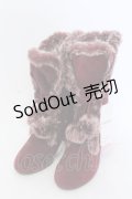 axes femme / ファーボンボンロングブーツ L ワイン O-25-04-22-018-AX-SH-IG-ZT308