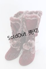 axes femme / ファーボンボンロングブーツ L ワイン O-25-04-22-018-AX-SH-IG-ZT308