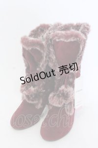 axes femme / ファーボンボンロングブーツ L ワイン O-25-04-22-018-AX-SH-IG-ZT308