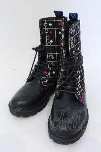 YOSUKE / トランプ柄ブーツ 23.5cm ブラック O-25-04-22-019-PU-SH-IG-ZT308