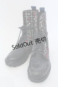 YOSUKE / トランプ柄ブーツ 23.5cm ブラック O-25-04-22-019-PU-SH-IG-ZT-K002