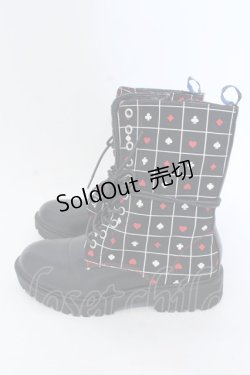 画像2: YOSUKE / トランプ柄ブーツ 23.5cm ブラック O-25-04-22-019-PU-SH-IG-ZT-K002