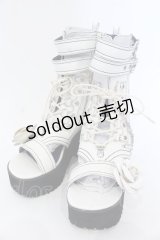 YOSUKE / 編み上げブーツサンダル  ホワイト O-25-04-22-020-PU-SH-IG-ZT346