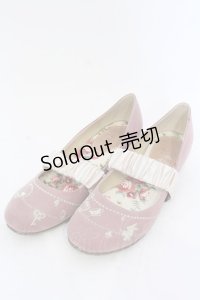 axes femme / バンド付き刺繍シューズ L ピンク O-25-04-22-021-AX-SH-IG-OS