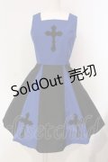Moi-meme-Moitie / バイカラー十字架アップリケジャンパースカート 9号 ブラック×ブルー O-25-04-24-004-MO-OP-IG-OS