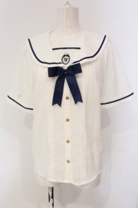 Amavel / Future Marine　セーラーブラウス  シロ×ネイビー O-25-04-24-030-CA-BL-IG-OS