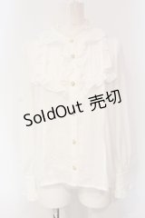 axes femme kawaii / スタンド襟フリルブラウス  シロ O-25-04-24-033-AX-BL-IG-OS