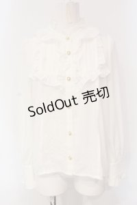 axes femme kawaii / スタンド襟フリルブラウス  シロ O-25-04-24-033-AX-BL-IG-OS