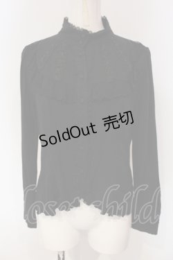 画像1: Sheglit / スタンドカラーフリルブラウス M ブラック O-25-04-24-044-EL-BL-IG-OS