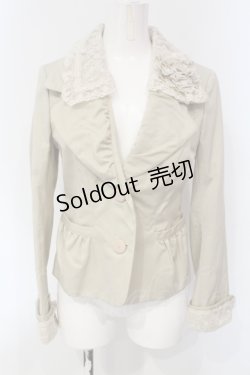 画像1: INGEBORG / コサージュ付きレース配色ジャケット 9 ベージュ O-25-04-24-058-LO-JA-IG-OS