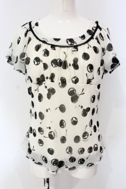 画像1: INGEBORG / チェリープリントシフォントップス 9 オフシロ×クロ O-25-04-24-062-LO-TO-IG-OS