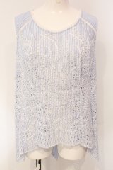 INGEBORG / ストライプフラワー刺繍ノースリーブブラウス 3 サックス O-25-04-24-066-LO-BL-IG-OS