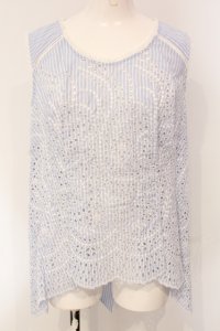 INGEBORG / ストライプフラワー刺繍ノースリーブブラウス 3 サックス O-25-04-24-066-LO-BL-IG-OS