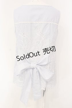 画像3: INGEBORG / ストライプフラワー刺繍ノースリーブブラウス 3 サックス O-25-04-24-066-LO-BL-IG-OS