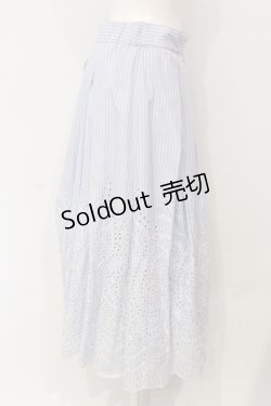 画像2: INGEBORG / ストライプフラワー刺繍スカート 3 サックス O-25-04-24-067-LO-SK-IG-OS