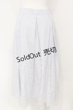 画像3: INGEBORG / ストライプフラワー刺繍スカート 3 サックス O-25-04-24-067-LO-SK-IG-OS