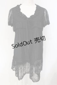 INGEBORG / レーススリーブブラウスチュニック 9 クロ O-25-04-24-070-LO-BL-IG-OS