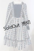 axes femme kawaii / ストライプローズ柄ワンピース M ブルー O-25-04-24-017-AX-OP-IG-OS