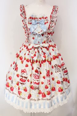 画像1: BABY,THE STARS SHINE BRIGHT / Berry Berry Strawberry Parfait〜くみゃちゃんアイスを添えて〜ジャンパースカートII  サックス O-25-04-24-019-BA-OP-IG-OS