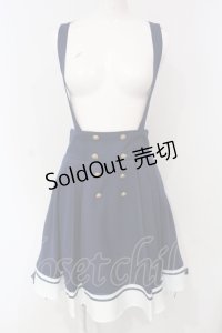 Amavel / Crown Emblemサイドプリーツマリンスカパン  ネイビー×シロ O-25-04-24-003-CA-PA-IG-OS