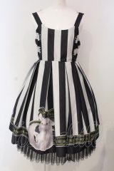 ATELIER　Ruby / Stripe Ribbon Chinchilla ワンピース  ブラック×ホワイト O-25-04-24-021-EL-OP-IG-OS