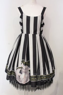 画像1: ATELIER　Ruby / Stripe Ribbon Chinchilla ワンピース  ブラック×ホワイト O-25-04-24-021-EL-OP-IG-OS