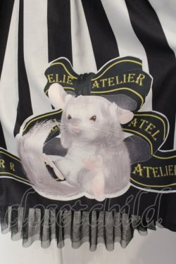 画像2: ATELIER　Ruby / Stripe Ribbon Chinchilla ワンピース  ブラック×ホワイト O-25-04-24-021-EL-OP-IG-OS